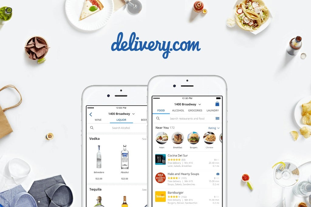 Delivery.com is another food delivery apps in the USA