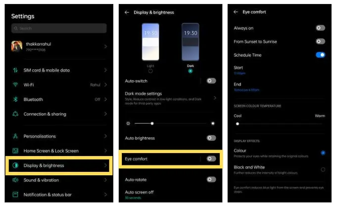 Smartphone and Screen Time Tips - Blue Light Filter on Android