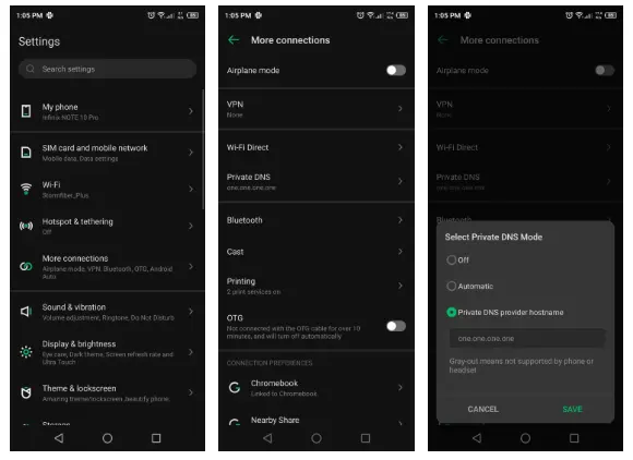 Android Settings - DNS settings